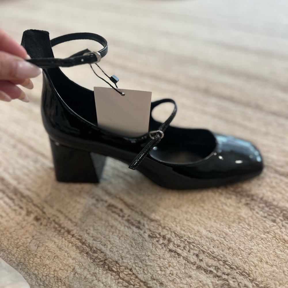 Mango Black Patent Leather Heeled Mary Jane’s